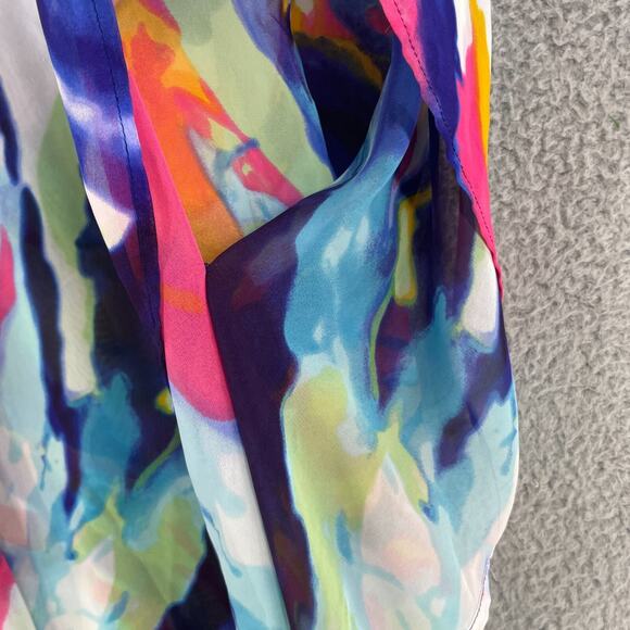 Chicos Womens Kimono Top Colorful Artsy Art Semi Sheer Size S/M Kaftan - Picture 11 of 11